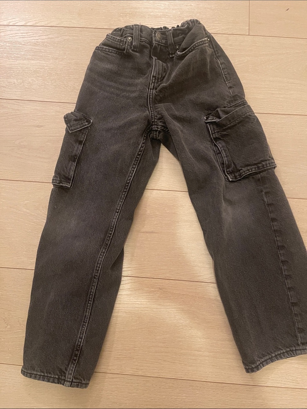 Kids Black Cargo Jeans - Casual Utility Pants